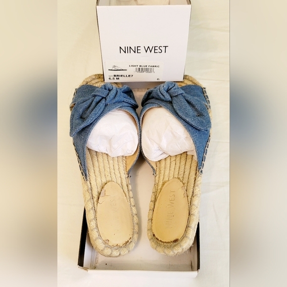 Nine West Bow Brielle Knotted Espadrill Sandal Blue Fabric Women's Size 6.5 M - Picture 3 of 5